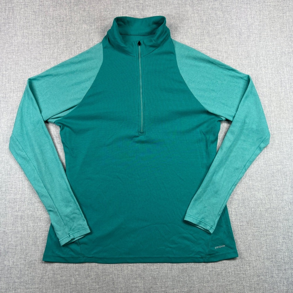 Patagonia Capilene 2 Lightweight 1/4‎ Zip Baselayer Teal Green Women XL Gorpcore